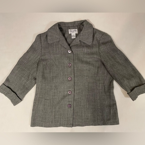 Alfred Dunner Cuffed 3/4 Sleeve Button Down Blouse Size Petite 8 - Picture 1 of 6
